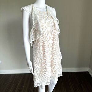 BCBG MAX Azria Jenni Ruffle Racerback Lace Dress Size Small